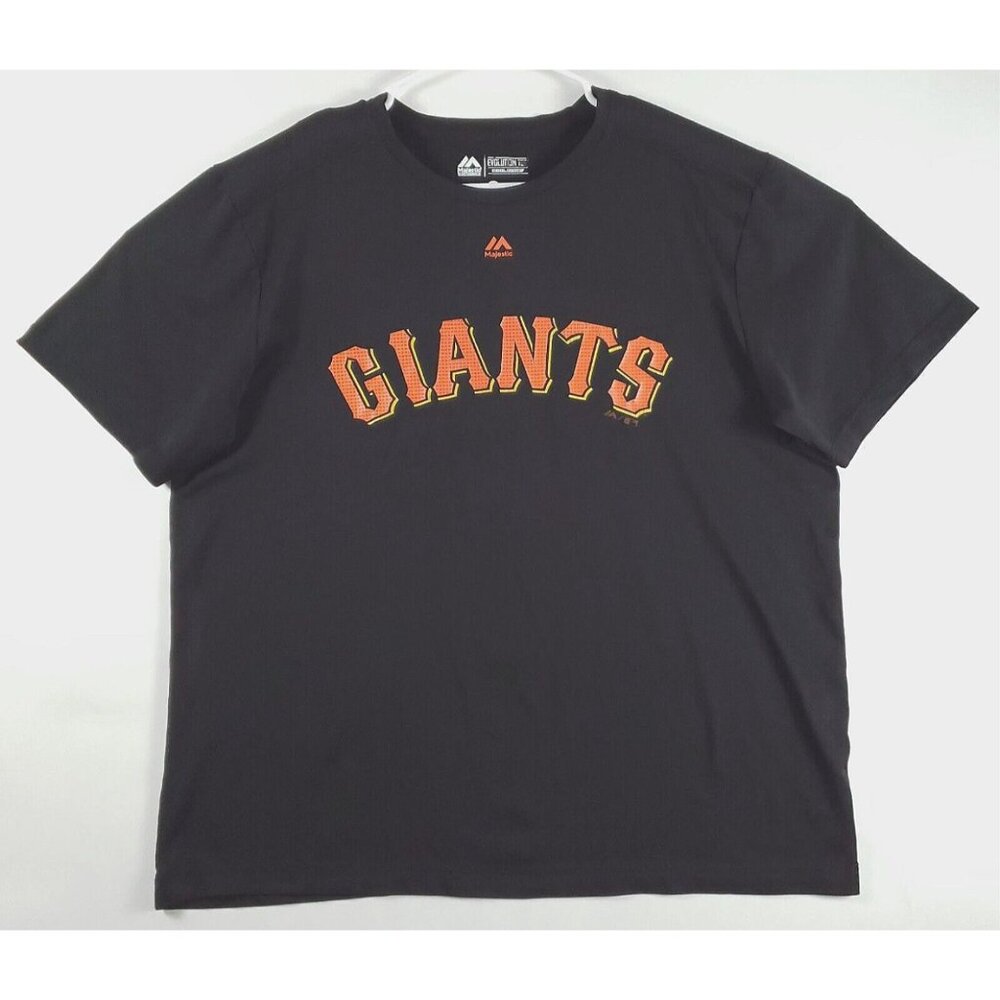 Majestic San Francisco Giants Shirt Mens L Black Evolution Coolbase Short Sleeve